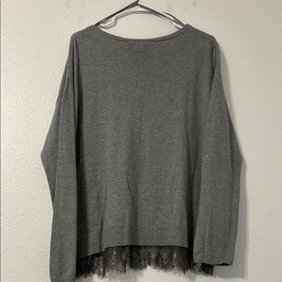 Lane Bryant Scoop Neck Layered Lace Knit Sweater Size16 Eyelet Stretch Business - Picture 4 of 7